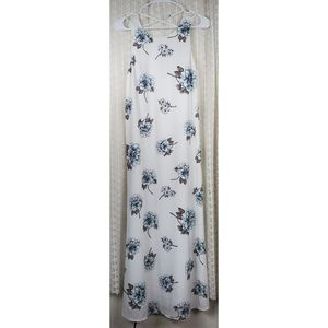 (NEW) J.O.A. Floral Maxi Dress White and Blue Floral Print Size XS